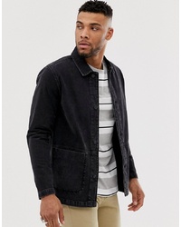 Мужская черная джинсовая куртка-рубашка от ASOS DESIGN