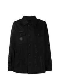 Мужская черная джинсовая куртка-рубашка от Philipp Plein
