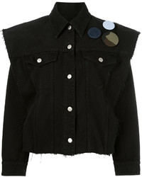 Женская черная джинсовая куртка с принтом от MM6 MAISON MARGIELA