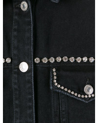 Женская черная джинсовая куртка с украшением от MSGM