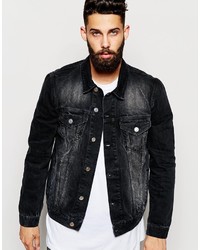 Мужская черная джинсовая куртка от Asos