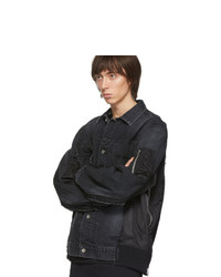 Мужская черная джинсовая куртка от Sacai