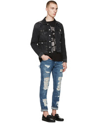 Мужская черная джинсовая куртка от Versus