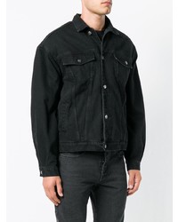 Мужская черная джинсовая куртка от Amen