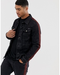 Мужская черная джинсовая куртка от Pull&Bear