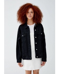 Женская черная джинсовая куртка от Pull&Bear