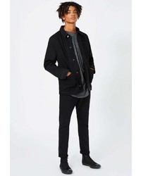 Мужская черная джинсовая куртка от Topman