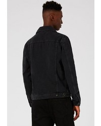 Мужская черная джинсовая куртка от Topman