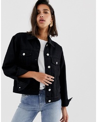 Женская черная джинсовая куртка от Warehouse