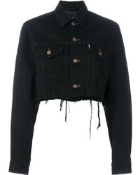 Женская черная джинсовая куртка