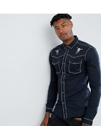 Мужская черная джинсовая рубашка с вышивкой от ASOS DESIGN