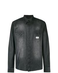 Мужская черная джинсовая рубашка с вышивкой от Philipp Plein