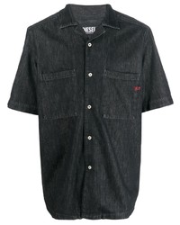 Мужская черная джинсовая рубашка с коротким рукавом от Diesel