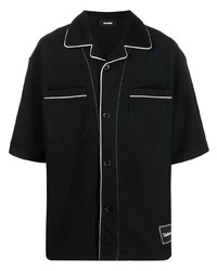 Мужская черная джинсовая рубашка с коротким рукавом от We11done