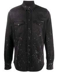 Мужская черная джинсовая рубашка с принтом от Dolce & Gabbana