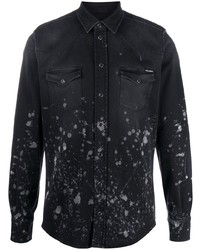 Мужская черная джинсовая рубашка с принтом от Dolce & Gabbana