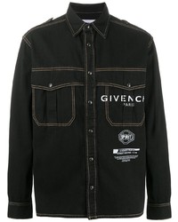 Мужская черная джинсовая рубашка с принтом от Givenchy
