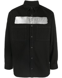 Мужская черная джинсовая рубашка с принтом от Givenchy