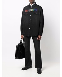 Мужская черная джинсовая рубашка с принтом от Vetements