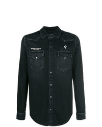 Мужская черная джинсовая рубашка с принтом от Marcelo Burlon County of Milan