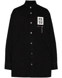 Мужская черная джинсовая рубашка с принтом от Raf Simons