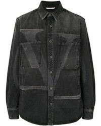 Мужская черная джинсовая рубашка с принтом от Valentino