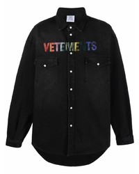 Мужская черная джинсовая рубашка с принтом от Vetements