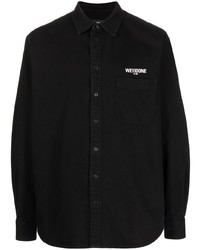 Мужская черная джинсовая рубашка с принтом от We11done