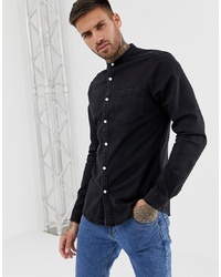 Мужская черная джинсовая рубашка от ASOS DESIGN