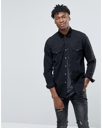 Мужская черная джинсовая рубашка от Asos