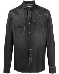 Мужская черная джинсовая рубашка от Brunello Cucinelli