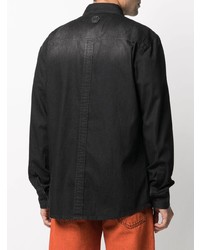 Мужская черная джинсовая рубашка от Philipp Plein