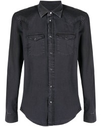 Мужская черная джинсовая рубашка от Dondup