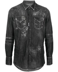 Мужская черная джинсовая рубашка от DSQUARED2