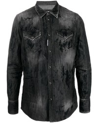 Мужская черная джинсовая рубашка от DSQUARED2