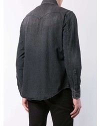 Мужская черная джинсовая рубашка от Saint Laurent