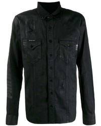Мужская черная джинсовая рубашка от Philipp Plein