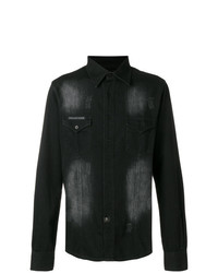 Мужская черная джинсовая рубашка от Philipp Plein