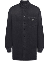Мужская черная джинсовая рубашка от Prada