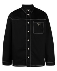 Мужская черная джинсовая рубашка от Prada