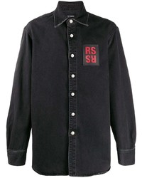Мужская черная джинсовая рубашка от Raf Simons