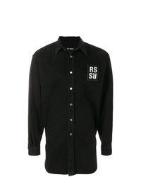 Мужская черная джинсовая рубашка от Raf Simons