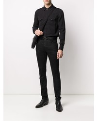 Мужская черная джинсовая рубашка от Saint Laurent