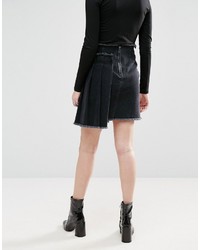Черная джинсовая юбка со складками от Asos