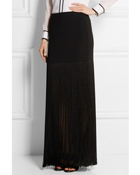 Черная длинная юбка c бахромой от DKNY