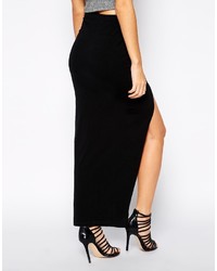 Черная длинная юбка с разрезом от Asos
