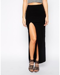 Черная длинная юбка с разрезом от Asos