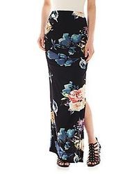 Черная длинная юбка с цветочным принтом