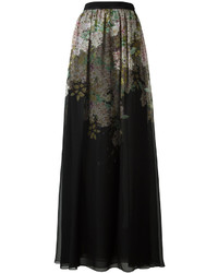 Черная длинная юбка с цветочным принтом от Giambattista Valli