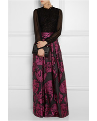 Черная длинная юбка с цветочным принтом от Temperley London